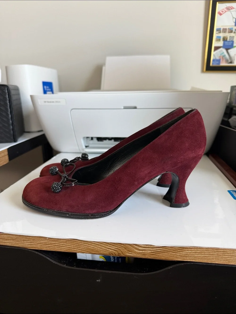 Stuart Weitzman Burgundy Suede Bow Heels